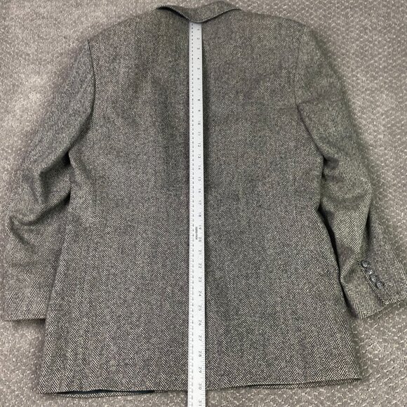 Lands End Herringbone Tweed Blazer Mens 40R Fits Short Gray Lambs Wool - Picture 14 of 15
